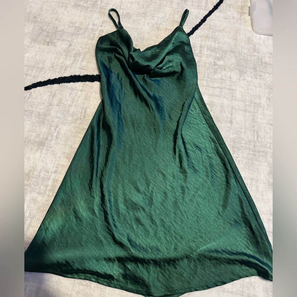 Green Satin Slip Dress